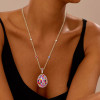 30ctw Invisibly-set Multicolor Sapphire Egg Pendant Necklace