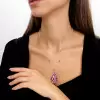 30ctw Invisibly-set Multicolor Sapphire Egg Pendant Necklace