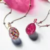 30ctw Invisibly-set Multicolor Sapphire Egg Pendant Necklace