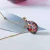 30ctw Invisibly-set Multicolor Sapphire Egg Pendant Necklace