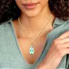 10ct Pear Cut Greenish Blue Aquamarine Paperclip Chain Necklace