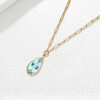 10ct Pear Cut Greenish Blue Aquamarine Paperclip Chain Necklace