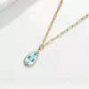 10ct Pear Cut Greenish Blue Aquamarine Paperclip Chain Necklace