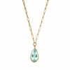 10ct Pear Cut Greenish Blue Aquamarine Paperclip Chain Necklace