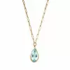 10ct Pear Cut Greenish Blue Aquamarine Paperclip Chain Necklace