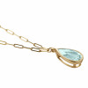 10ct Pear Cut Greenish Blue Aquamarine Paperclip Chain Necklace
