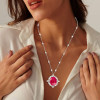 20ct Oval Cut Pinkish Red Ruby Vintage Pendant Necklace