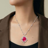 20ct Oval Cut Pinkish Red Ruby Vintage Pendant Necklace
