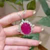 20ct Oval Cut Pinkish Red Ruby Vintage Pendant Necklace
