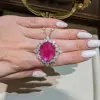 20ct Oval Cut Pinkish Red Ruby Vintage Pendant Necklace