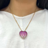 3ctw Ruby and Pink Sapphire Paved Heart Pendant Necklace