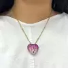 3ctw Ruby and Pink Sapphire Paved Heart Pendant Necklace