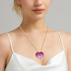 3ctw Ruby and Pink Sapphire Paved Heart Pendant Necklace