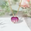 3ctw Ruby and Pink Sapphire Paved Heart Pendant Necklace