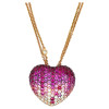 3ctw Ruby and Pink Sapphire Paved Heart Pendant Necklace