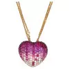 3ctw Ruby and Pink Sapphire Paved Heart Pendant Necklace