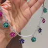 16ctw Multicolor Sapphire Flower Pendant Statement Necklace