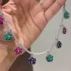 16ctw Multicolor Sapphire Flower Pendant Statement Necklace