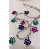 16ctw Multicolor Sapphire Flower Pendant Statement Necklace