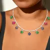 16ctw Multicolor Sapphire Flower Pendant Statement Necklace
