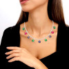 16ctw Multicolor Sapphire Flower Pendant Statement Necklace
