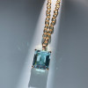 25ct Huge Emerald Cut Aquamarine Link Chain Necklace