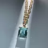 25ct Huge Emerald Cut Aquamarine Link Chain Necklace