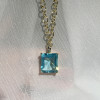 25ct Huge Emerald Cut Aquamarine Link Chain Necklace