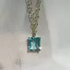 25ct Huge Emerald Cut Aquamarine Link Chain Necklace