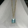 25ct Huge Emerald Cut Aquamarine Link Chain Necklace