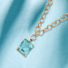 25ct Huge Emerald Cut Aquamarine Link Chain Necklace