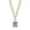 25ct Huge Emerald Cut Aquamarine Link Chain Necklace
