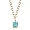 25ct Huge Emerald Cut Aquamarine Link Chain Necklace