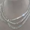 60ctw Marquise and Emerald Cut Three-layer Statement Necklace