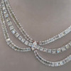 60ctw Marquise and Emerald Cut Three-layer Statement Necklace