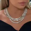 60ctw Marquise and Emerald Cut Three-layer Statement Necklace