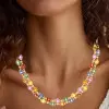 35ctw Oval Cut Multicolor Sapphire Double-layer Rainbow Necklace