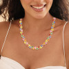 35ctw Oval Cut Multicolor Sapphire Double-layer Rainbow Necklace