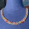 35ctw Oval Cut Multicolor Sapphire Double-layer Rainbow Necklace