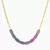 12ctw Multicolor Sapphire Paved Bead Necklace