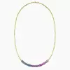 12ctw Multicolor Sapphire Paved Bead Necklace