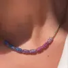 12ctw Multicolor Sapphire Paved Bead Necklace