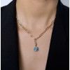 21ctw Round Cut Multicolor Removable Pendant Paperclip Necklace