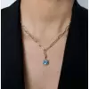 21ctw Round Cut Multicolor Removable Pendant Paperclip Necklace