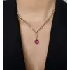 21ctw Round Cut Multicolor Removable Pendant Paperclip Necklace