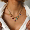 21ctw Round Cut Multicolor Removable Pendant Paperclip Necklace
