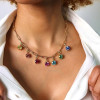 21ctw Round Cut Multicolor Removable Pendant Paperclip Necklace