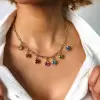 21ctw Round Cut Multicolor Removable Pendant Paperclip Necklace