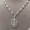 50ctw Pear Cut Vinatge Halo Statement Necklace