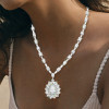 50ctw Pear Cut Vinatge Halo Statement Necklace